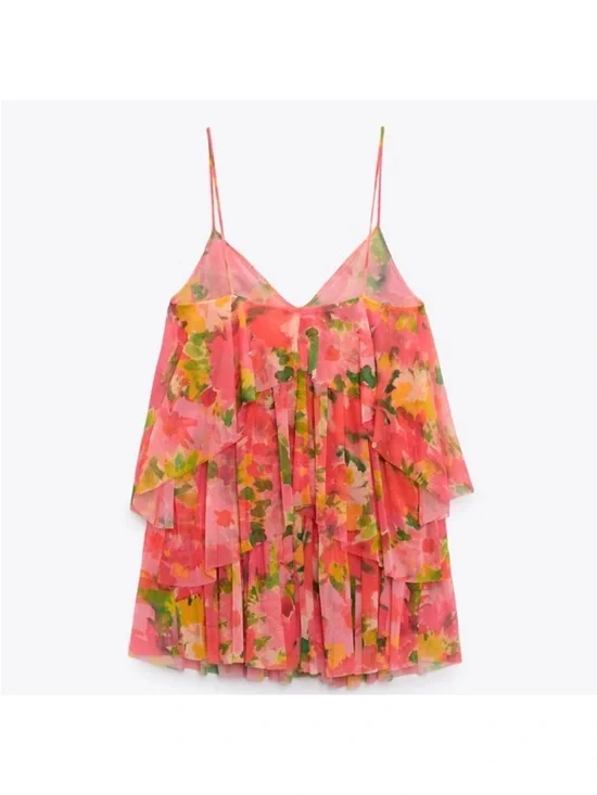 ZARA PRINTED TULLE DRESS - Picture 13 of 14